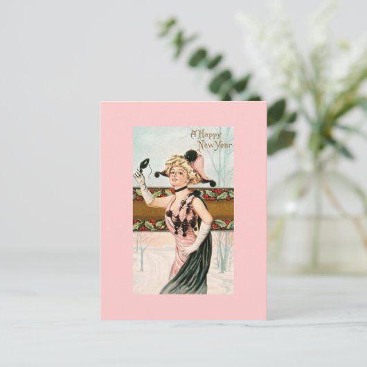 Gelukkig Nieuwjaar  Briefkaarten Lady Masquerade (Staand voorkant)