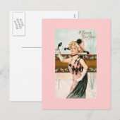 Gelukkig Nieuwjaar  Briefkaarten Lady Masquerade (Voorkant / Achterkant)