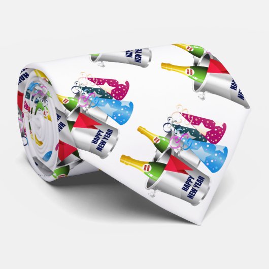 Gelukkig nieuwjaar bubbel stropdas (Opgerold)