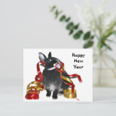 Gelukkig Nieuwjaar Bunny Feestdagenkaart (Staand voorkant)