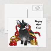 Gelukkig Nieuwjaar Bunny Feestdagenkaart (Voorkant / Achterkant)