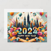 Gelukkig Nieuwjaar cadeaubon 2024 Feestdagenkaart (Voorkant / Achterkant)