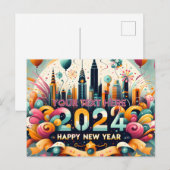 Gelukkig Nieuwjaar cadeaubon 2024 voor haar Feestdagenkaart (Voorkant / Achterkant)