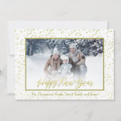 Gelukkig Nieuwjaar Calligraphy Script Goud 1 Foto Feestdagenkaart (Voorkant)