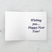 Gelukkig Nieuwjaar Cat Block Print Feestdagen Kaart (Binnen)