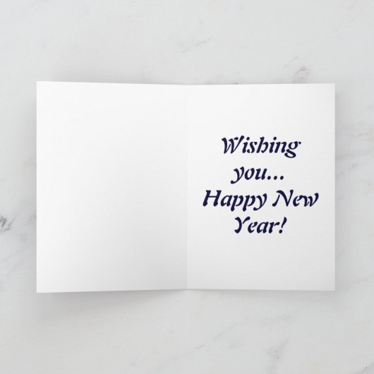 Gelukkig Nieuwjaar Cat Block Print Feestdagen Kaart (Binnen)