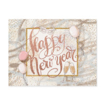 Gelukkig Nieuwjaar Champagne, ballonnen, Confetti