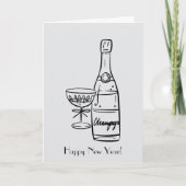 Gelukkig Nieuwjaar Champagne fles Groet Kaart (Voorkant)