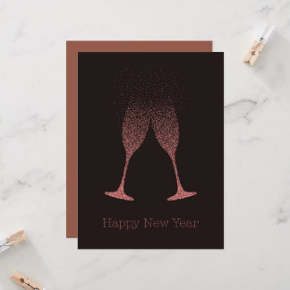 Gelukkig Nieuwjaar Champagne Glazen Stippen Kaart