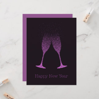 Gelukkig Nieuwjaar Champagne Glazen Stippen Kaart