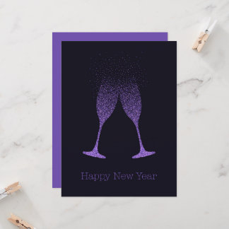 Gelukkig Nieuwjaar Champagne Glazen Stippen Kaart