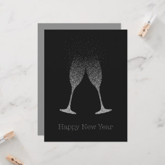 Gelukkig Nieuwjaar Champagne Glazen Stippen Kaart