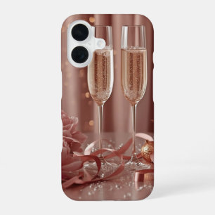 gelukkig nieuwjaar champagne gloed iPhone 16 hoesje
