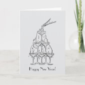 Gelukkig Nieuwjaar Champagne Tower Groet Kaart (Voorkant)