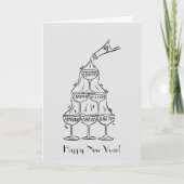Gelukkig Nieuwjaar Champagne Tower Kaart (Voorkant)