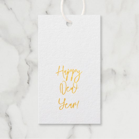 Gelukkig nieuwjaar! Chic Text Folie Gift Label (Voorkant)