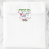 Gelukkig Nieuwjaar Chic Waterverf Decorations Vierkante Sticker (Tas)