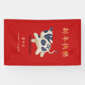 "Gelukkig Nieuwjaar" Chinese Zodiac Ox Rood Spandoek (Horizontaal)