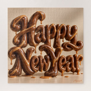 Gelukkig Nieuwjaar Chocolade Caramel Legpuzzel