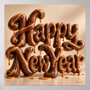 Gelukkig Nieuwjaar Chocolade Caramel Poster