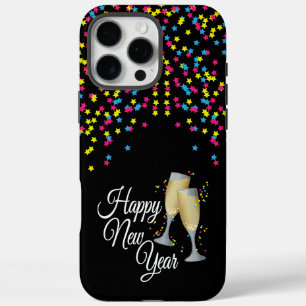 Gelukkig Nieuwjaar Confetti Champagneglazen iPhone 16 Pro Max Hoesje