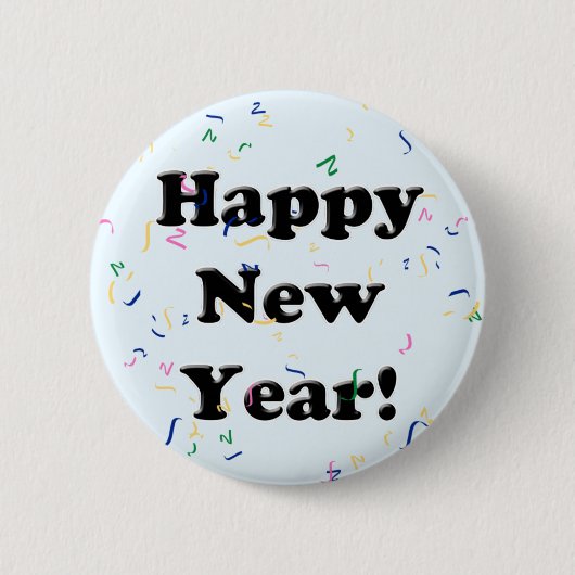 Gelukkig Nieuwjaar! Confetti Ronde Button 5,7 Cm (Voorkant)
