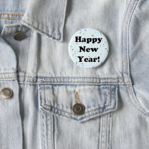 Gelukkig Nieuwjaar! Confetti Ronde Button 5,7 Cm