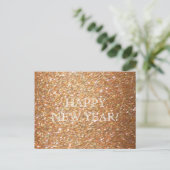 Gelukkig nieuwjaar! Copper Glitter Glamour Party Briefkaart (Staand voorkant)
