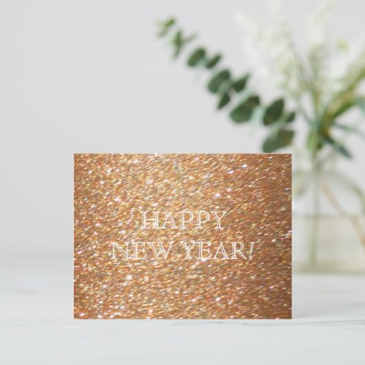 Gelukkig nieuwjaar! Copper Glitter Glamour Party Briefkaart (Staand voorkant)
