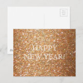 Gelukkig nieuwjaar! Copper Glitter Glamour Party Briefkaart (Voorkant / Achterkant)