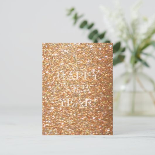 Gelukkig nieuwjaar! Copper Glitter Glamour Party Briefkaart (Staand voorkant)