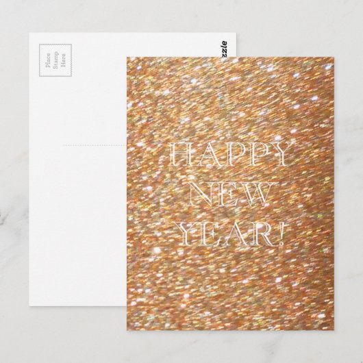 Gelukkig nieuwjaar! Copper Glitter Glamour Party Briefkaart (Voorkant / Achterkant)