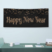 GELUKKIG NIEUWJAAR Copper Gold Confetti Spandoek (Beurs)