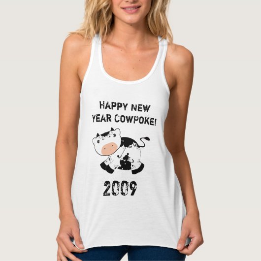 Gelukkig nieuwjaar CowPoke! Tanktop (Voorkant)
