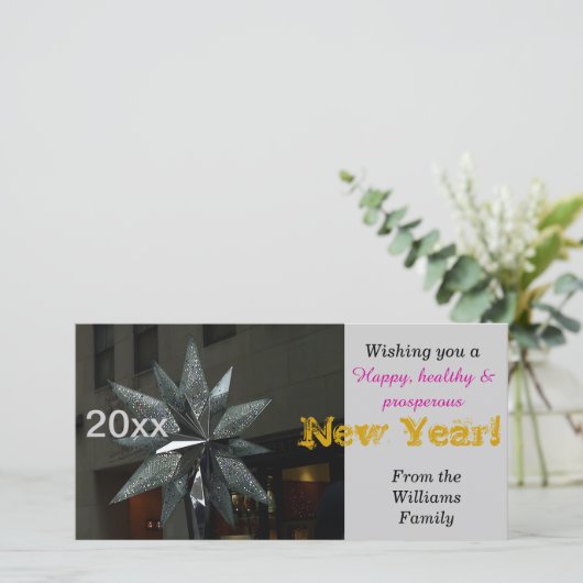 Gelukkig Nieuwjaar Crystal Star Kaart (Staand voorkant)