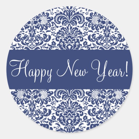 Gelukkig Nieuwjaar Damask Envelope Sticker Seal (Voorkant)