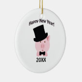 Gelukkig nieuwjaar! Dapper Pig Keramisch Ornament (Rechts)