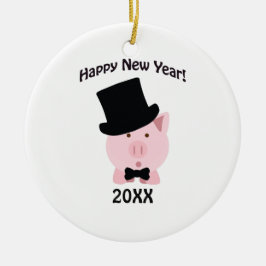 Gelukkig nieuwjaar! Dapper Pig Keramisch Ornament