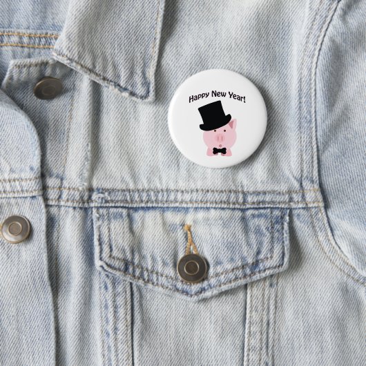 Gelukkig nieuwjaar! Dapper Pig Ronde Button 5,7 Cm (In situ)