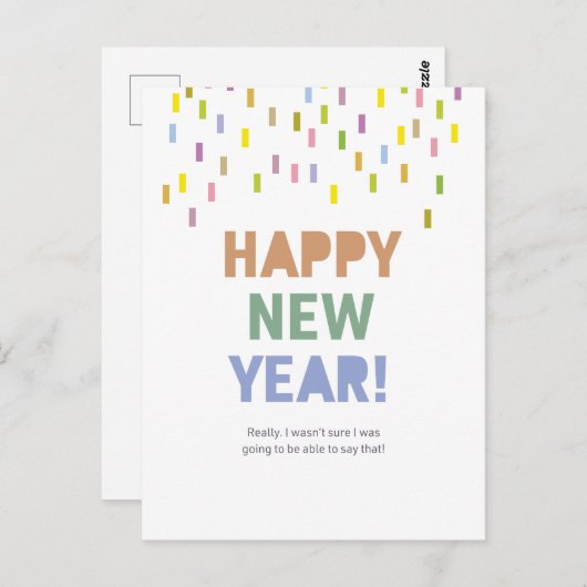 Gelukkig nieuwjaar / dat kunnen we echt zeggen! briefkaart (Voorkant / Achterkant)