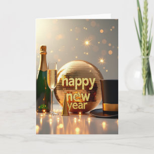 Gelukkig Nieuwjaar Disco Bal Kaart