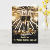 Gelukkig Nieuwjaar Dochter Zoon in de wet Man Kaart (Gele Bloem)