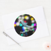 Gelukkig Nieuwjaar Dolfijn en Vuurwerk Ronde Sticker (Envelop)