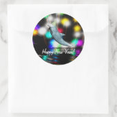 Gelukkig Nieuwjaar Dolfijn en Vuurwerk Ronde Sticker (Tas)