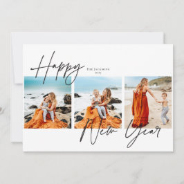 Gelukkig Nieuwjaar drie foto Feestdagenkaart