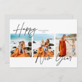 Gelukkig Nieuwjaar drie foto Feestdagenkaart (Voorkant / Achterkant)