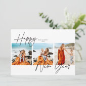 Gelukkig Nieuwjaar drie foto Feestdagenkaart (Staand voorkant)