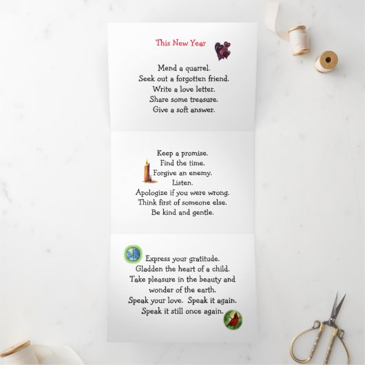 Gelukkig nieuwjaar drieluik kaart (Binnen)