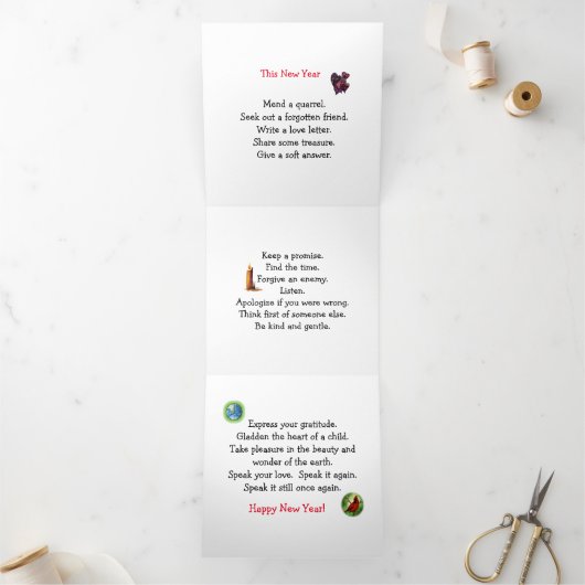 Gelukkig nieuwjaar drieluik kaart (Binnen)