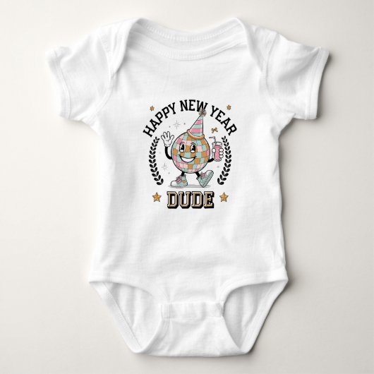 Gelukkig Nieuwjaar Dude Baby Boy Bodysuit Gift (W) (Voorkant)